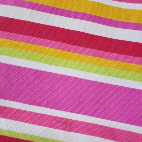 Canvas Striped Summer Tote Bag Flamingo Lining - Picture 2 of 5